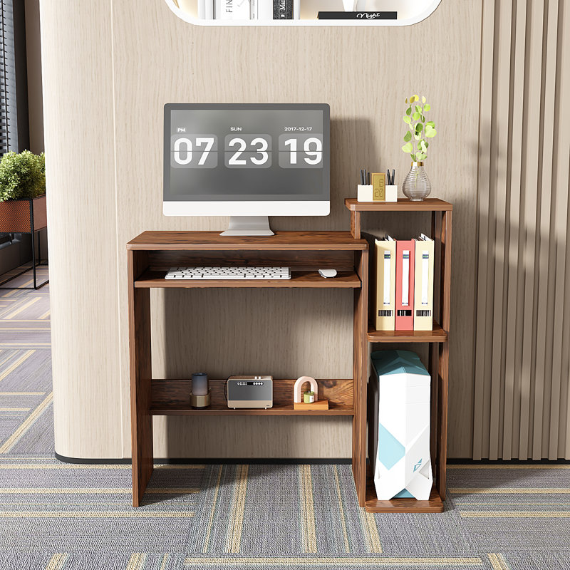 A simple and practical computer desk with optimized space,Brown, Brown