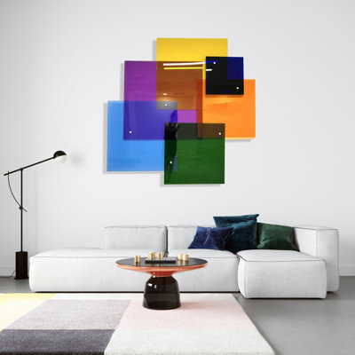 Art mural surdimensionné multicolore carrés - acrylique transparent, l 45 po x H 59 po