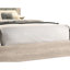 Grand lit transitionnel, finition crème, tête de lit en tissu gris, cadre en bois gris et bois d'hévéa-1508302276