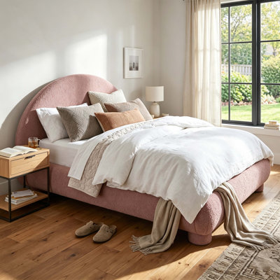 Lit plateforme en tissu bouclé Boucle