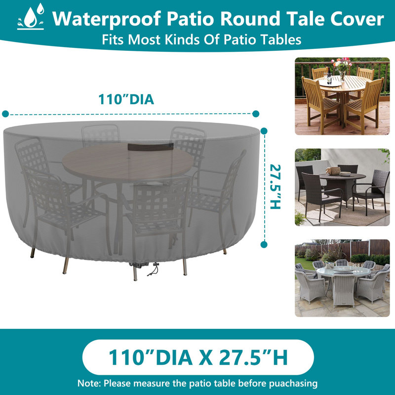 Housse de table ronde résistante et imperméable, Gris