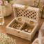 Boîte de rangement en bois de manguier blanchi à la main 2 compartiments-1861012248