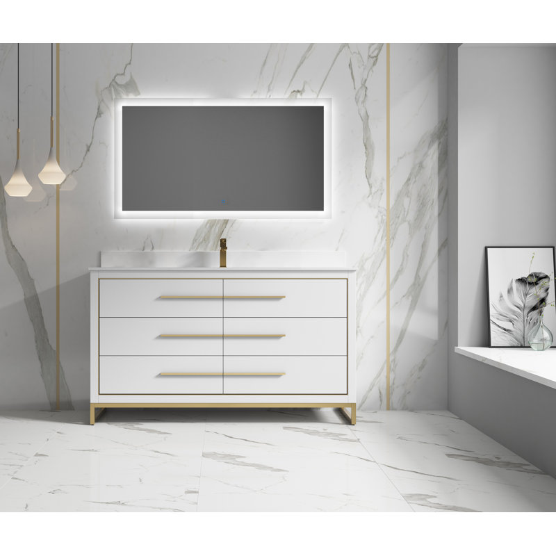 60'' Single Bathroom Vanity with Stone Top