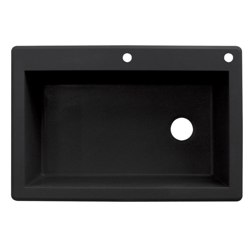 Radius 33'' L Single Bowl Granite Kitchen Sink, Black, 2 hole