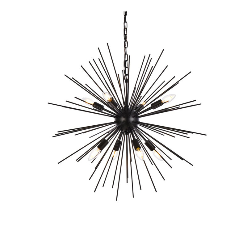 Sumler 8-Light Dimmable Sputnik Sphere Chandelier, 29" H x 30" W x 30" D, Black