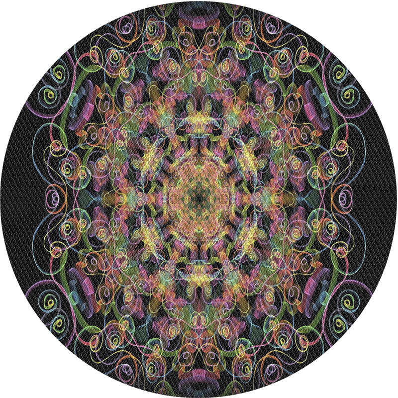Tapis noir/rose à tisser électrique, Rond 8 pi