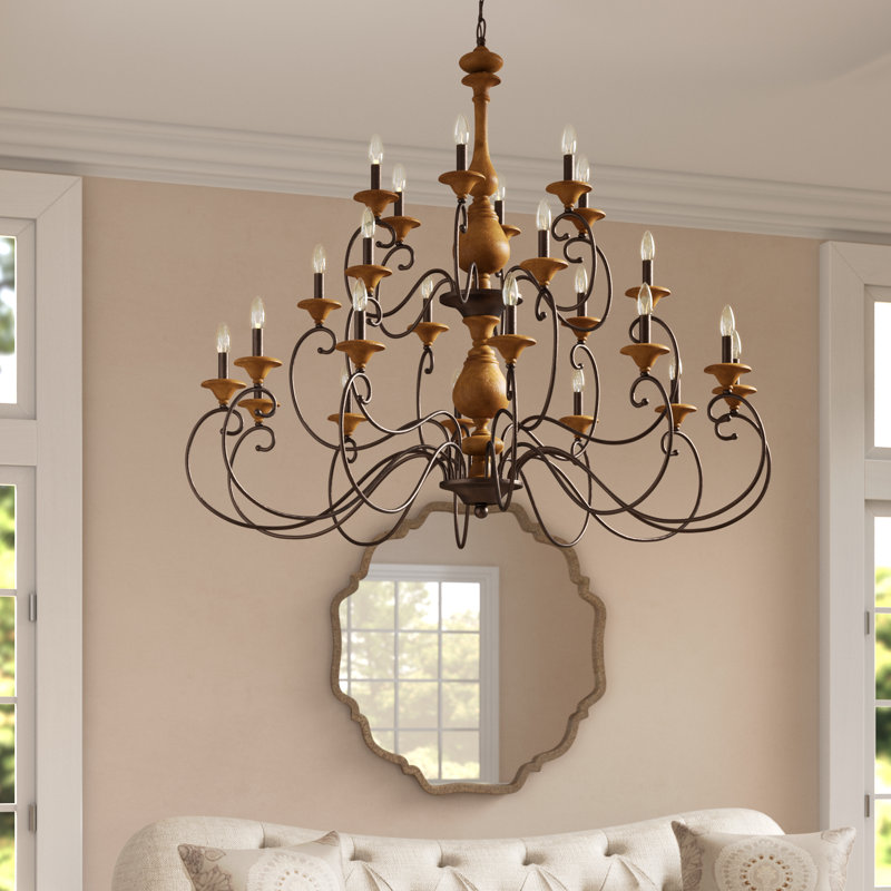 Virat 24-Light Dimmable 3-Tiered Chandelier