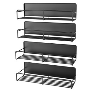 Ensemble de 4 étagères à épices magnétiques pour réfrigérateur, métal, étagère à épices pour l'organisation et le rangement de la cuisine