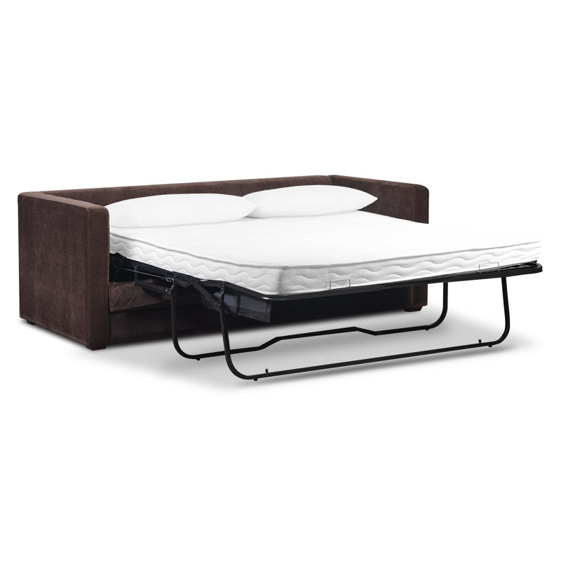 Hojovice 82'' Velvet Square Arm Sofa Bed, Sable Brown