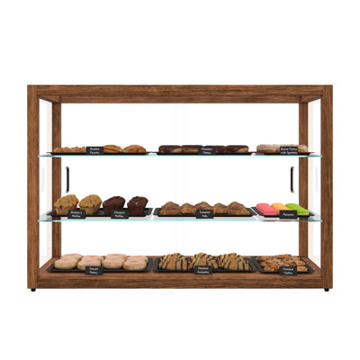 42 In. Artisan Wooden Bakery Display Horizontal Case, Dark color