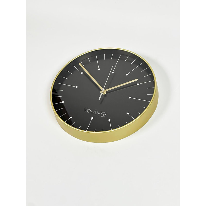 Horloge murale décorative élégante en or 11,8 po x 11,8 po | Couvercle en verre véritable, 1,8 po d'épaisseur | Cadre 100% plastique | Parfait pour le salon, le bureau ou la chambre à coucher, design élégant et fonctionnel