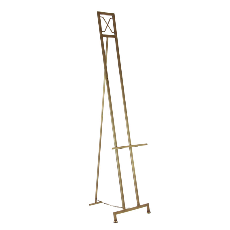 Chifor Metal Free Standing Adjustable Display Stand Easel with Chain Support, 57.20" H x 18.50" W x 15.50" D, Gold