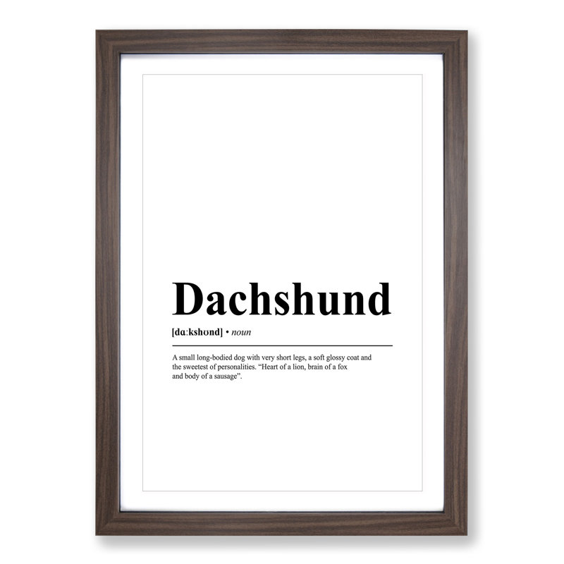 Dictionary Dachshund - Framed Print, Walnut, 36cm H x 27cm W x 2cm D