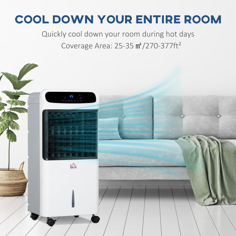 HomCom Portable Evaporative Cooler with Remote Included, White