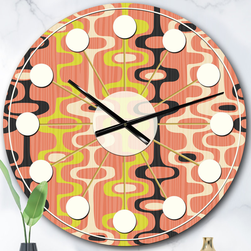 Horloge murale rétro Mid-Century, Surdimensionné