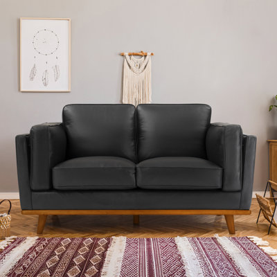 Shanteka 66" Full Italian Nappa Leather Loveseat Sofa