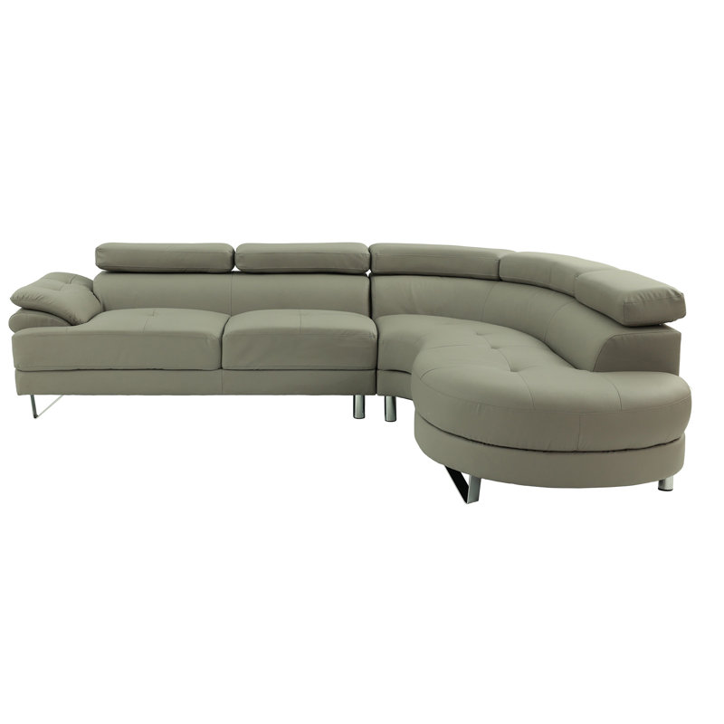 Longworth 2 - Piece Faux Leather Sectional, Light Gray Faux Leather