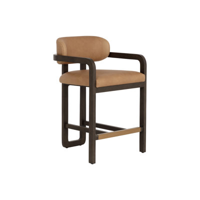 Madrone Upholstered Stool with Solid Wood Frame