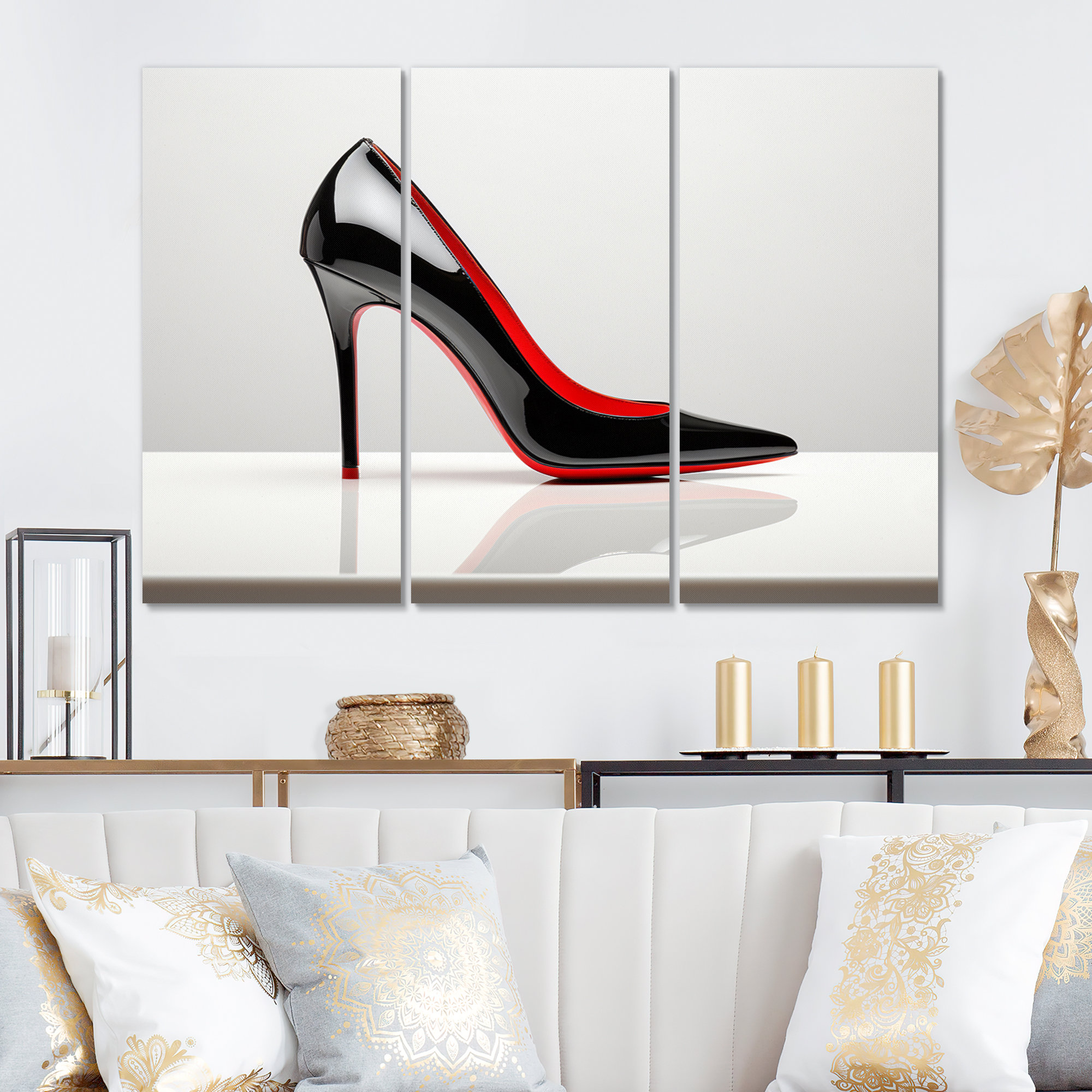 Mercer41 Fashion Red And Black High Heels Sleek Silhouette I On Canvas ...