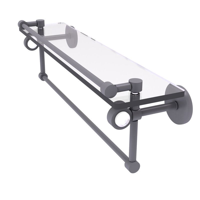 Tablette murale en verre Margolis, Gris mat, H 6,7 po x l 22 po x p 5,8 po