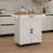 Kitchen Island Cart With Adjustable Shelves, Towel Rack & Seasoning - White Rolling