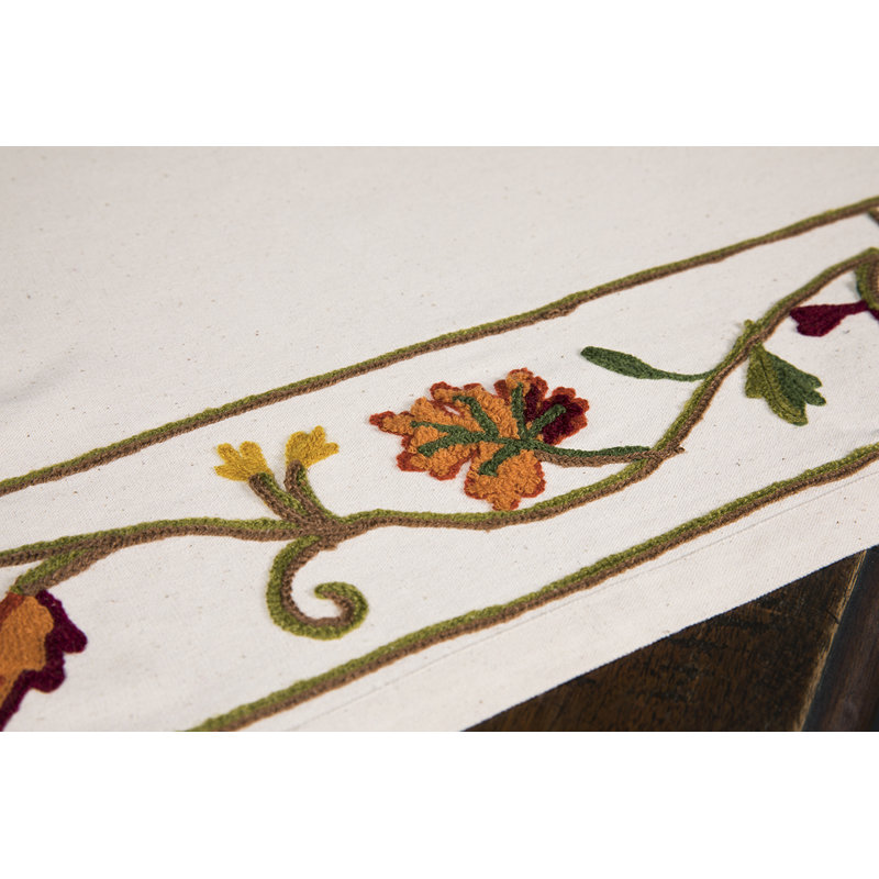 Sheron Crewel Embroidered Harvest Table Topper