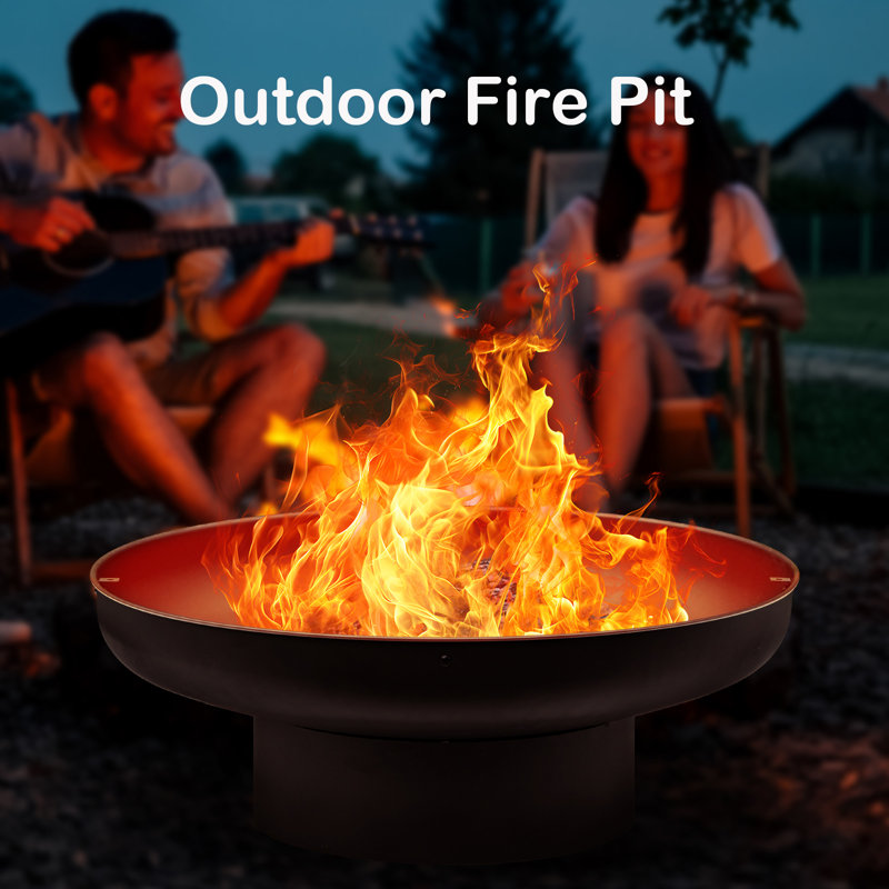 32" Outdoor Wood Burning Fire Pit Table with Grill