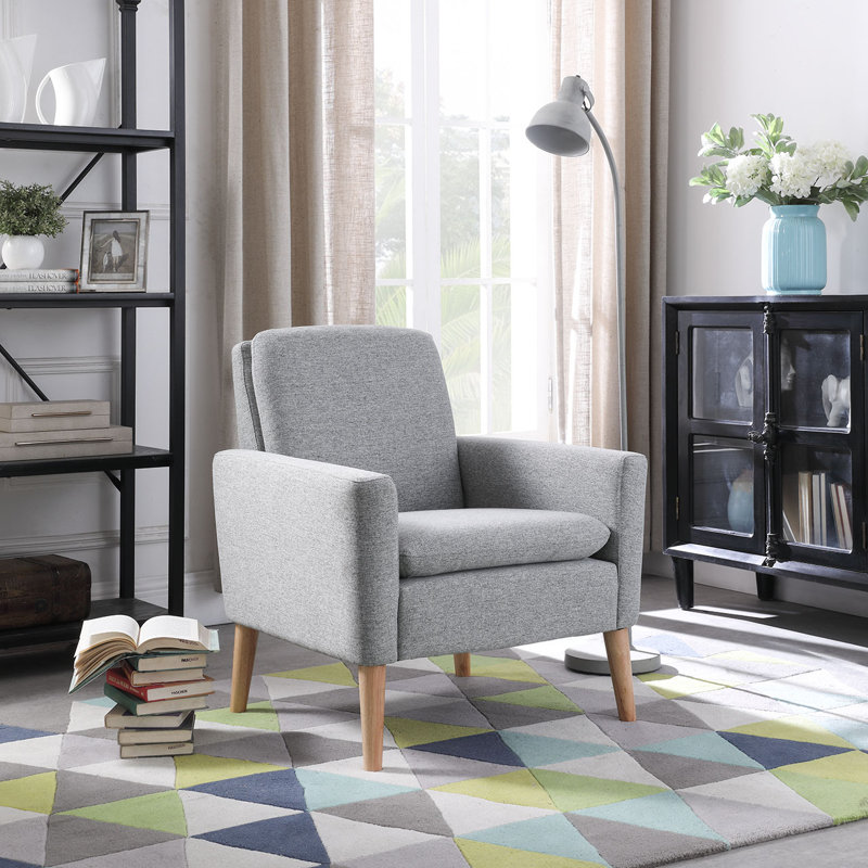 Black and brown flat armchair with armrests, Grey