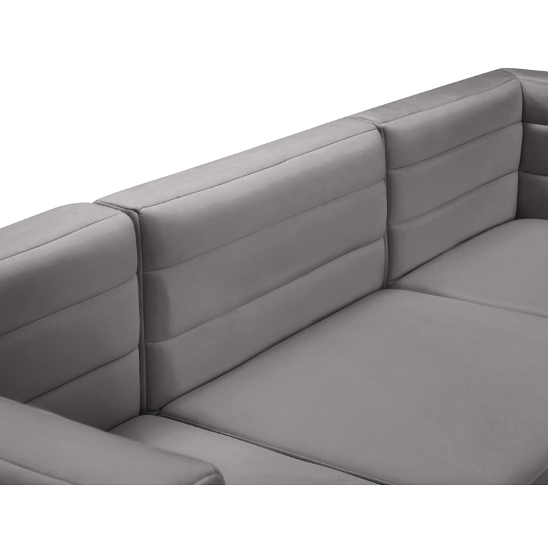 Canapé modulaire en velours réversible de 126 po de largeur Enso, Velours gris