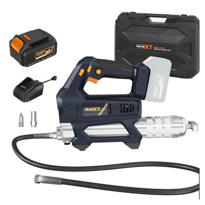 Pistolet à graisse pour équipement lourd sans fil, pistolet à graisse 2000 PSI 20V maximum alimenté par une batterie de 4,0 Ah et un chargeur rapide, boyau long de 40 po et lumière DEL, pistolet à graisse électrique à 6 vitesses