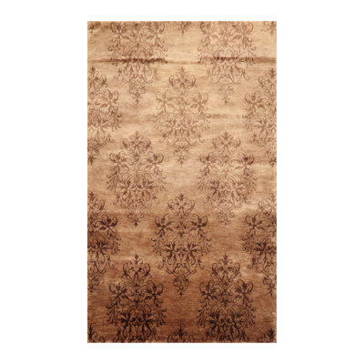 Tapis brun clair en laine noué à la main Abrahm