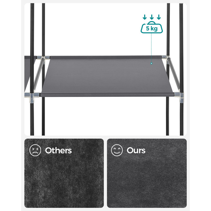 Aliyiah 105cm Portable Wardrobe, Grey