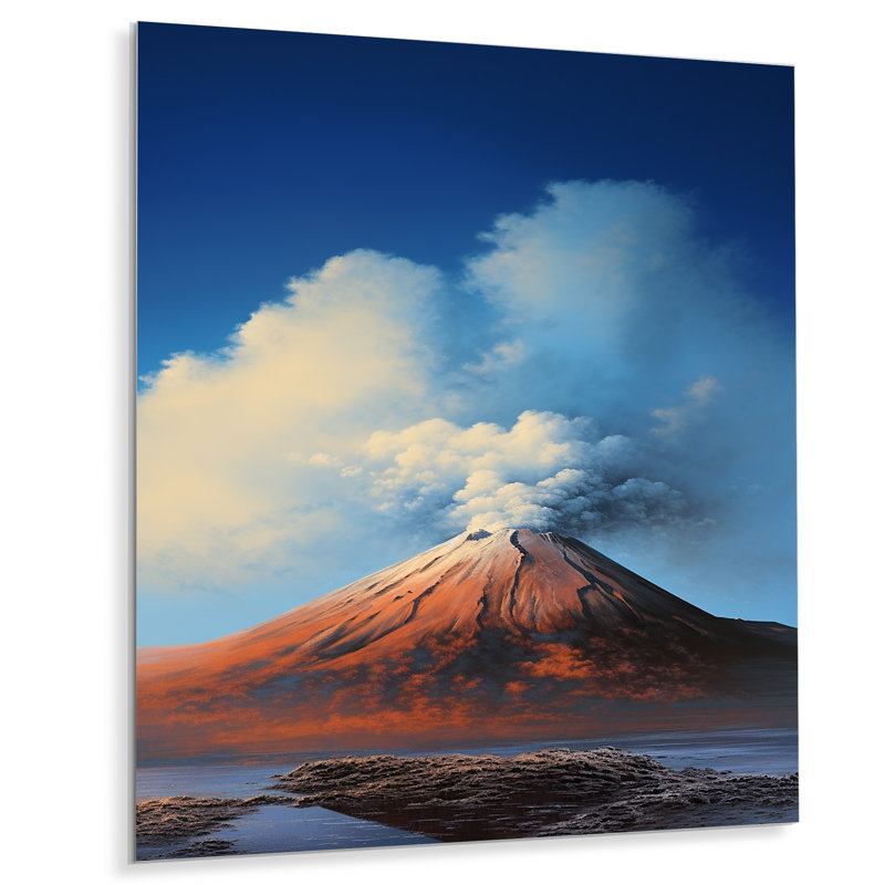 «Volcano Volcanic Reverie» sur métal, H 40 po x l 30 po x P 1,5 po