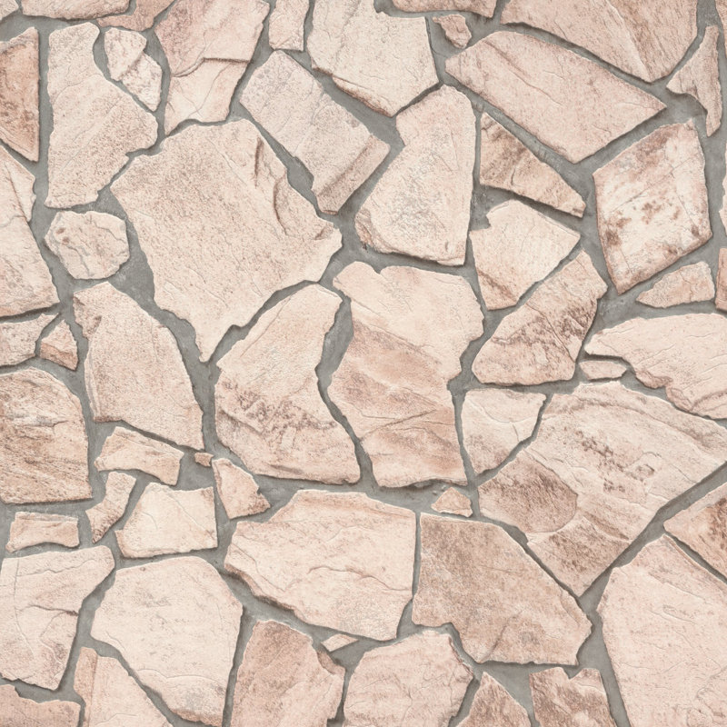 The Bricks and More Claystone Cottage Motif 10.05m x 53cm Matte Wallpaper Roll, Beige