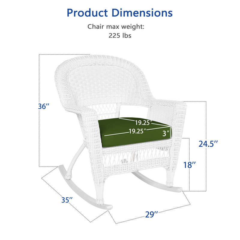 Chaise berçante en osier Raenesha, Blanc, Vert forêt