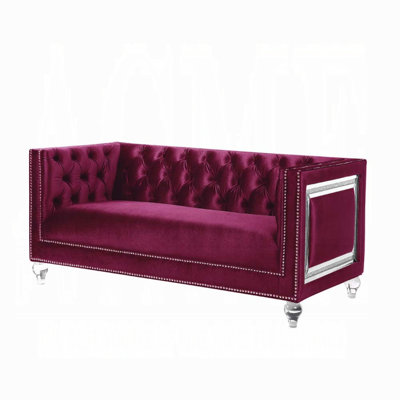Causeuse en velours bordeaux Soham