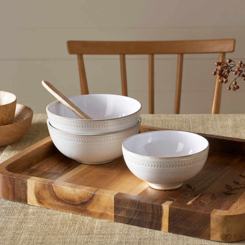 Natural Canvas Set Of 4 Textured Cereal Bowls