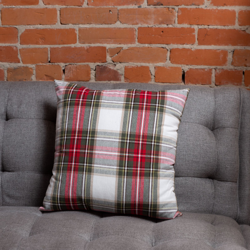 Plaid Cotton Reversible Throw Pillow