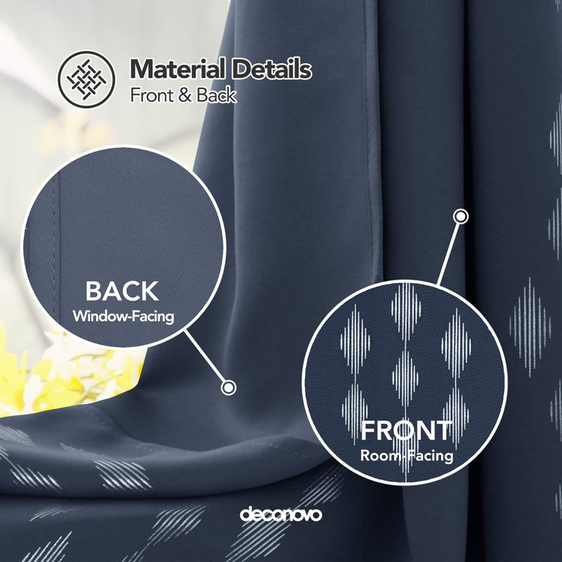 Blackout Curtain Pair, 140cm Wide x 180cm Drop, Dark Blue