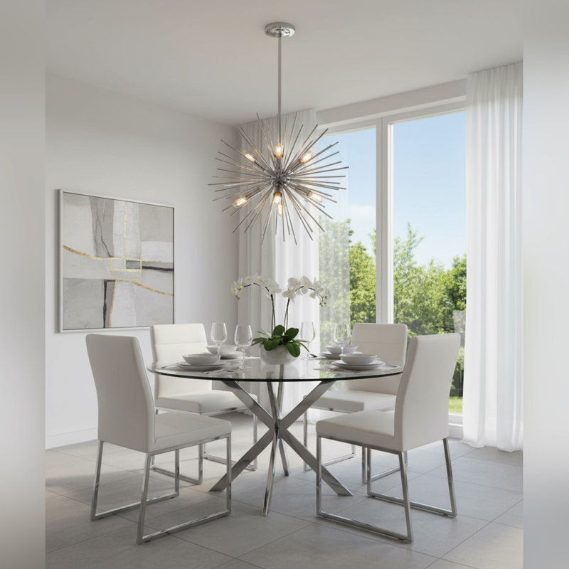 Lustre sphérique spoutnik à 8 lumières Sunburst, Chrome