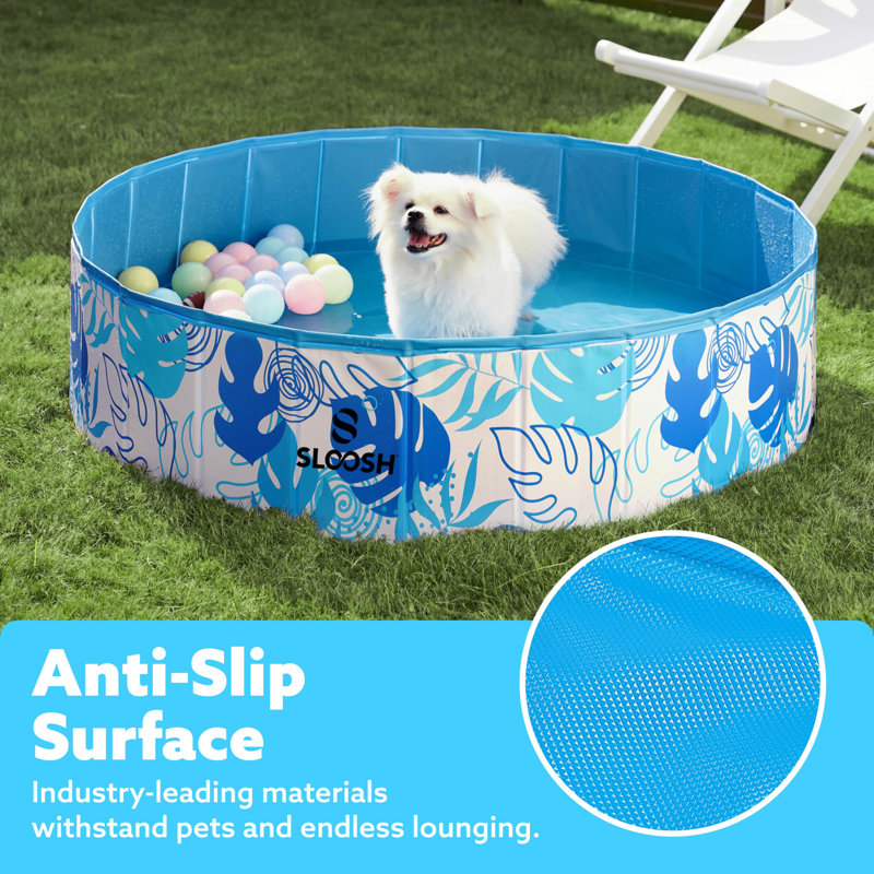 Foldable dog pool 48" x 12" (Blue Leaves)