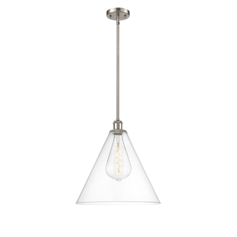 Luminaire suspendu sphérique à 1 lumière Allean, H 49,75 po x l 16 po x P 16 po, Transparent, Nickel satiné brossé