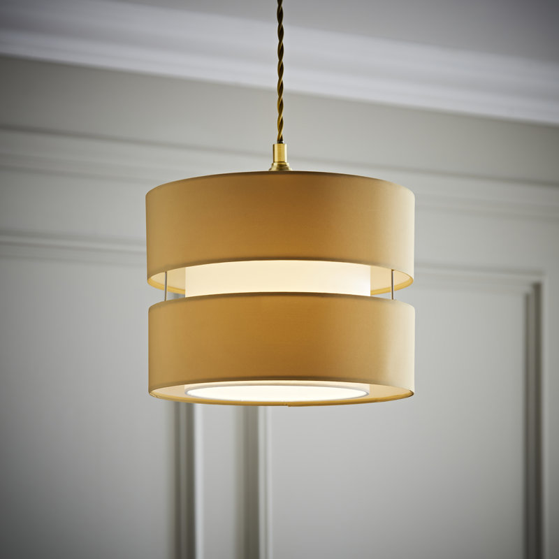 Blended Fabric Drum Pendant Shade, Beige, 19cm H x 26cm W x 26cm D