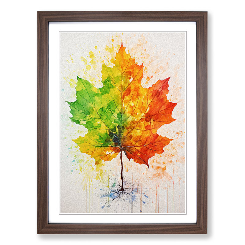 Leaf Gestural No.2 - Framed Print, 46cm H x 34cm W x 2cm D, Walnut