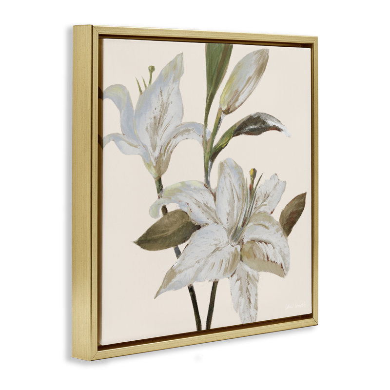 Cadre flottant lilas beige doux, design par Lanie Loreth, H 25 po x l 25 po, Cadre flottant métallique doré