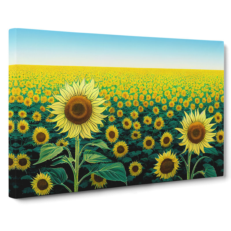 Astonishing Sunflower Field - Wrapped Canvas, 50cm H x 76cm W x 3cm D
