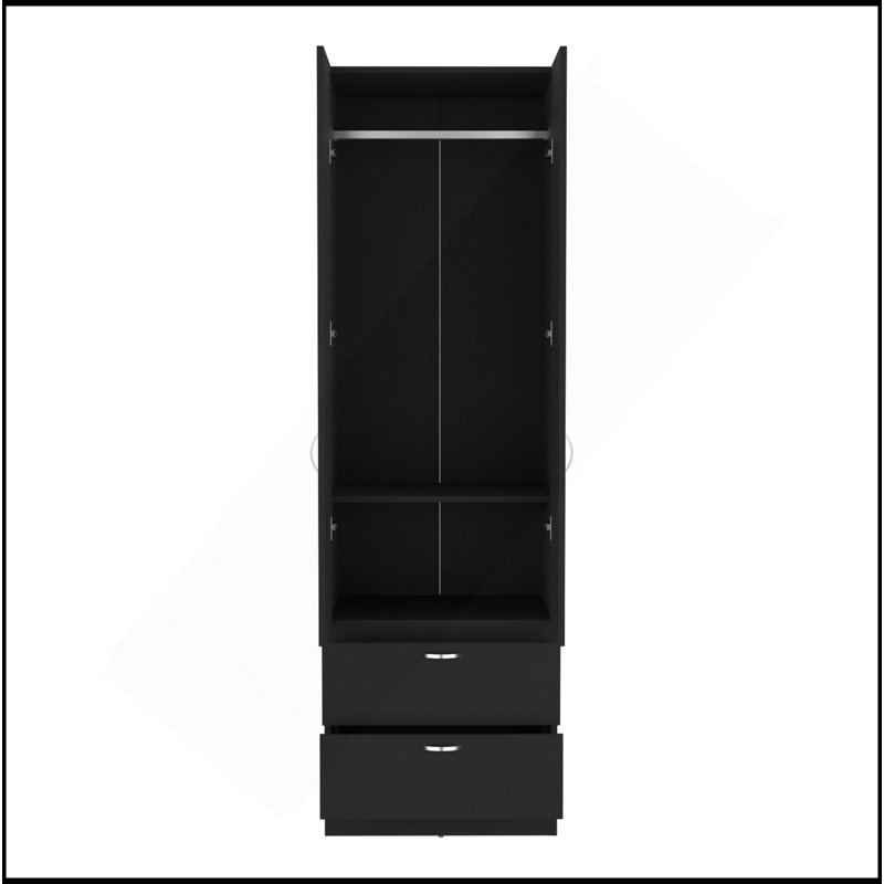 Armoire penderie H 76 po, 2 tiroirs, 1 tablette, noir Armoire, Noir