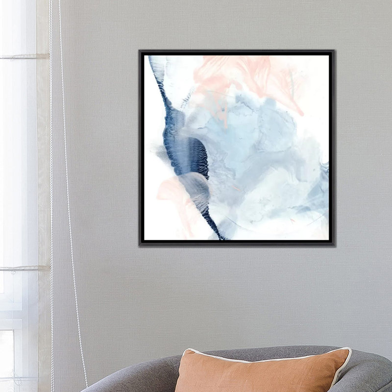"Indigo & blush II" par Ethan Harper, reproduction d’art, H 26 po x l 26 po x P 1,5 po, Pas de tapis