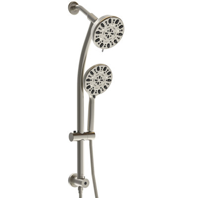 Pomme de douche à effet de pluie de 4,7 po et douche à 7 poignées en nickel brossé, barre coulissante réglable et système de support multifonctionnel en nickel avec pomme de douche, douche,