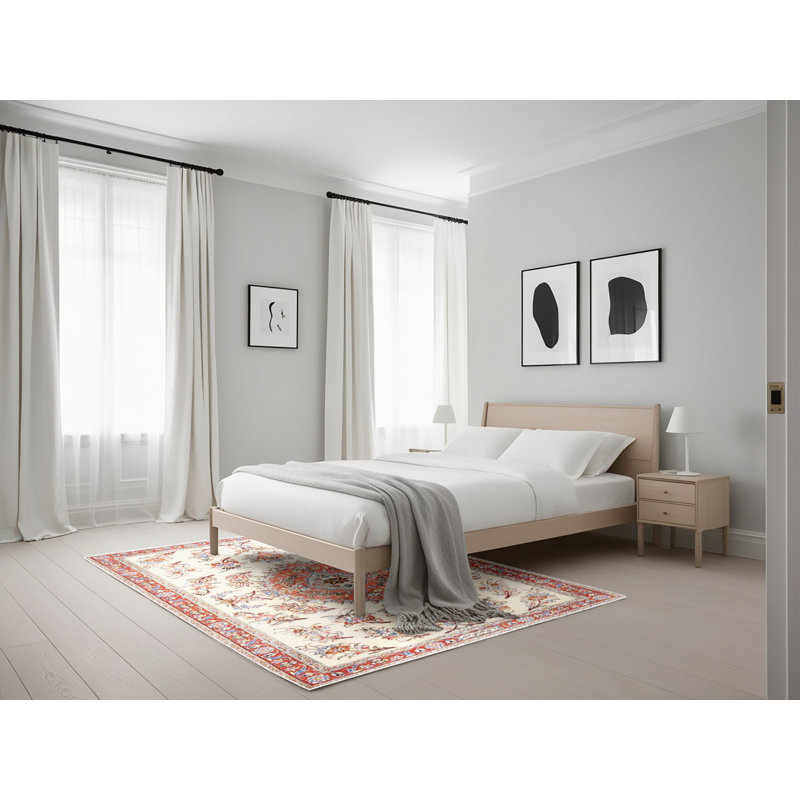 Tapis rouge/beige/brun traditionnel Ion, Rectangle 5 pi x 7 pi
